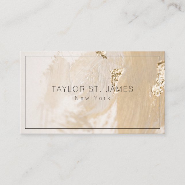 Gold Beige Paint Splatter Business Card (Front)