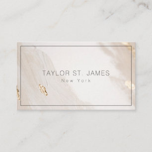 Gold Beige Paint Splatter Business Card