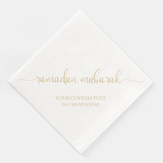 Gold Beige Ramadan Mubarak Calligraphy Custom Napkin