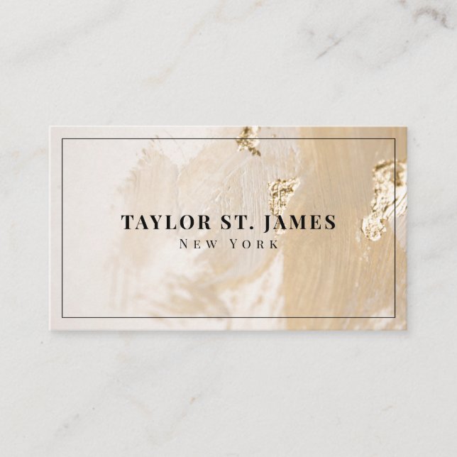 Gold Beige Rustic  Business Card (Front)