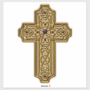 Gold Bejeweled Celtic Style Cross