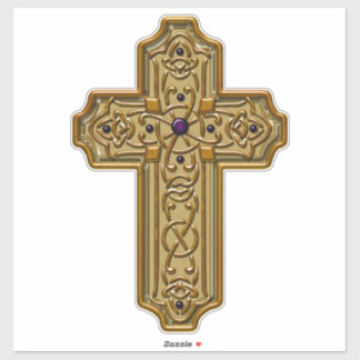 Gold Bejeweled Celtic Style Cross 