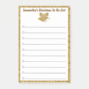 Gold Bell Christmas To Do List Post-it Notes