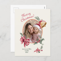 Gold Bells Pink Bows Photo Christmas