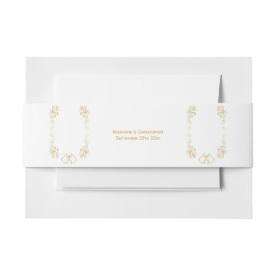 Gold Bells Scrollwork Design Wedding Invitation Belly Band