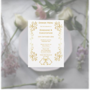 Gold Bells Scrollwork Design Wedding Menu