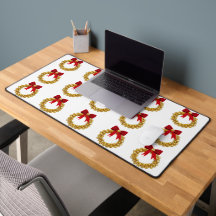 Gold Bells Wreaths Desk Mat