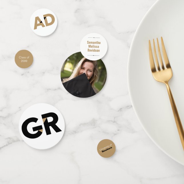 Gold Big Bold Angle-Cut Letters Graduation Confetti (Group)