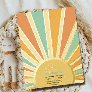 gold big sun with rails birthday ivitation foil holiday postcard
