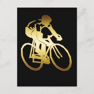 GOLD BIKE RIDER POSTCARD
