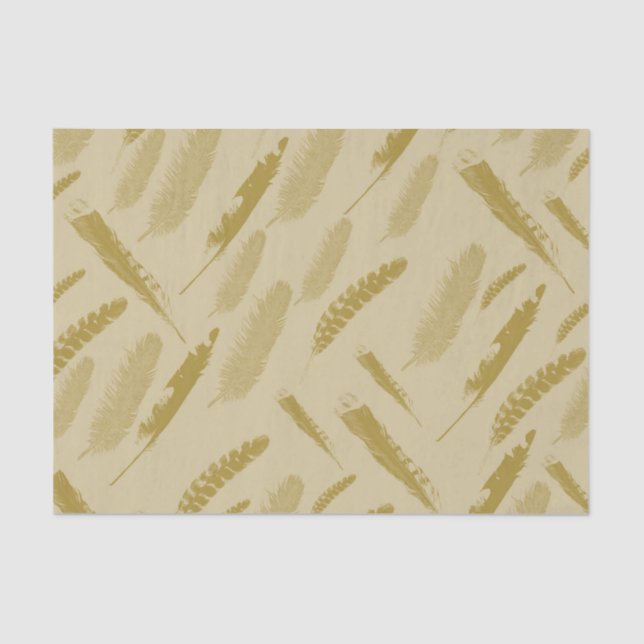 Gold Bird Feathers Tissue Paper (Front)