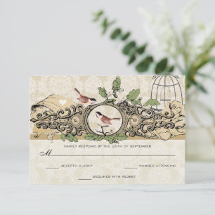 Gold Birdcage Damask Acorn Vintage Love Birds RSVP