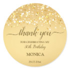 Gold birthday party elegant minimalist thank you