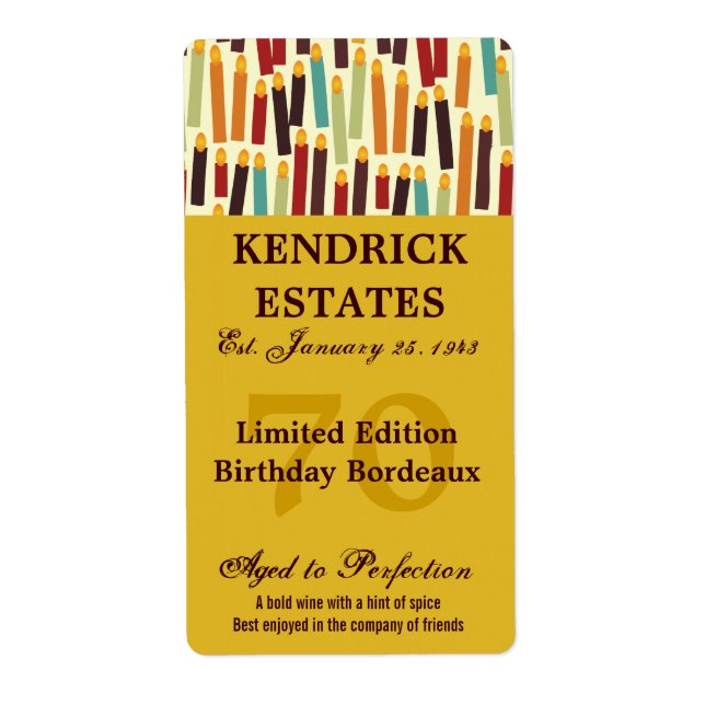 Gold Birthday Wine Label (375ml) (Front)