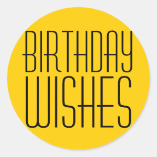 Gold Birthday Wishes Party Classic Round Sticker