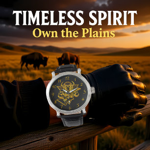 Gold Bison Buffalo Rocking out on Guitar Watch