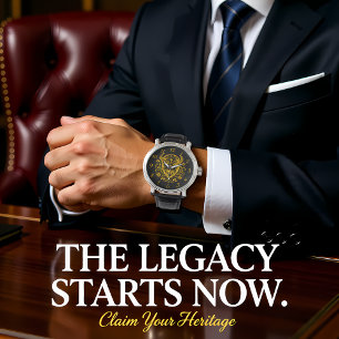 Gold Bison With Floral Design Watch