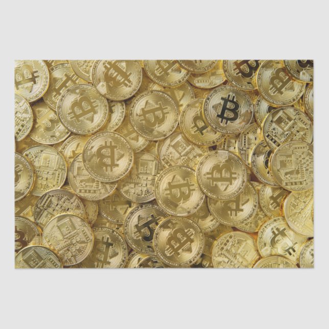 Gold Bitcoin BTC Cryptocurrency Coin Pattern Tissue Paper (Front)