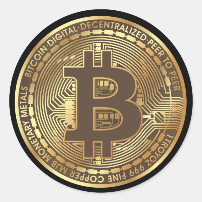 Gold Bitcoin Cryptocurrency Money Stickers (Front)