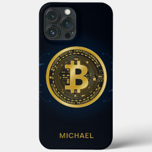 Gold Bitcoin Cryptocurrency Personalised Name iPhone 13 Pro Max Case
