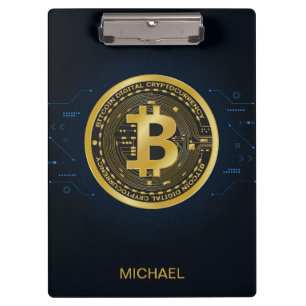 Gold Bitcoin Cryptocurrency Personalised Name Clipboard
