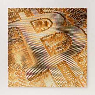 Gold Bitcoin Digital Cryptocurrency BTC Logo Jigsaw Puzzle
