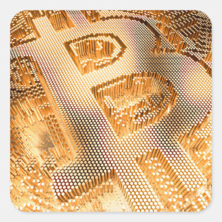 Gold Bitcoin Digital Cryptocurrency BTC Logo Square Sticker