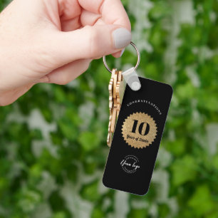 Gold Black 10th anniversary Employee Anniversary Key Ring