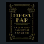 Gold Black 1920s Art Deco Mimosa Bar Sign Wedding<br><div class="desc">Mimosa bar sign poster for wedding with gold vintage ornate frame and art deco style text. Perfect for weddings or bridal showers.</div>