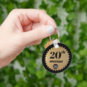 Gold Black 20th anniversary Employee Gift Logo Key Ring