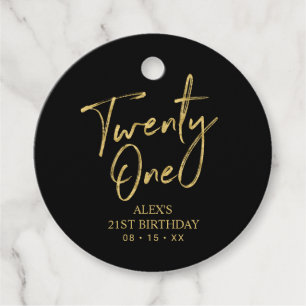 Gold & Black 21st Birthday Party Favour Thank you Favour Tags