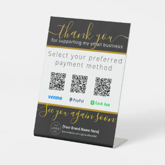 Gold Black 3 QR Code Business Payment Sign