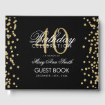 Gold Black 40th Birthday Party Confetti Guest Book<br><div class="desc">Elegant 40th Birthday Party Gold Glitter Confetti Black template.</div>
