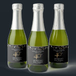 Gold black 40th birthday theme confetti thank you sparkling wine label<br><div class="desc">Pop the bubbly and thank your guests for coming. Use these labels for your sparkling wine at your birthday party. An elegant black and printed gold design for your 40th birthday milestone celebration. Personalise with your name and other greetings. Black gold print confetti dot design adds to the sophisticated look....</div>