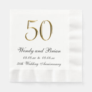 Gold Black 50th Wedding Anniversary Paper Napkins