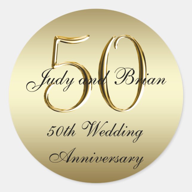 Gold Black 50th Wedding Anniversary Stickers (Front)
