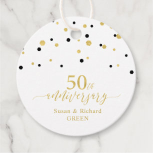 Gold & Black 50th Wedding Anniversay Celebration F Favour Tags