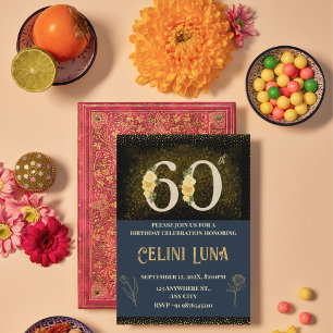 Gold & Black 60th Birthday Invitations