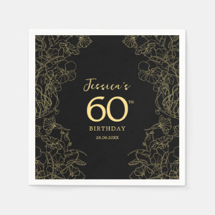 Gold Black 60th Birthday Napkin