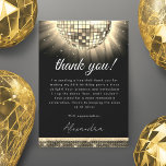 Gold Black 60th Birthday Party 70's Disco Ball Thank You Card<br><div class="desc">Elevate your gratitude with our Gold Disco 60th Birthday Thank You Card. This card captures the essence of the disco era, adding a touch of retro glamour and nostalgia to your expressions of appreciation. In a vibrant shade of purple, this thank you card exudes energy and style. The disco ball...</div>