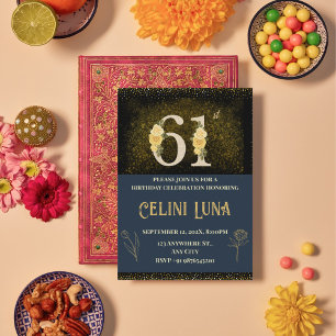 Gold & Black 61st–69th Birthday Party Invitations