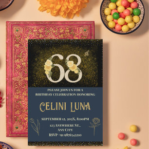 Gold & Black 61st–69th Birthday Party Invitations