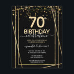 Gold Black 70th Birthday Party Budget Invitation<br><div class="desc">Elegant Faux gold border with shimmering confetti highlights on the top border. All text is adjustable and easy to change for your own party needs. Great elegant 70th birthday template design.</div>