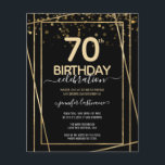 Gold Black 70th Birthday Party Budget Invitation<br><div class="desc">Elegant Faux gold border with shimmering confetti highlights on the top border. All text is adjustable and easy to change for your own party needs. Great elegant 70th birthday template design.</div>