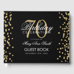 Gold Black 70th Birthday Party Glitter Confetti Guest Book<br><div class="desc">Elegant 70th Birthday Party Gold Glitter Confetti Black template.</div>