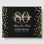 Gold Black 80th Birthday Party Glitter Confetti Guest Book<br><div class="desc">Elegant 80th Birthday Party Gold Glitter Confetti Black template.</div>