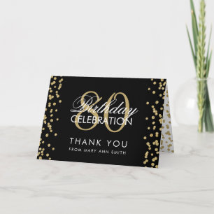 Gold Black 80th Birthday Thank you Glitter