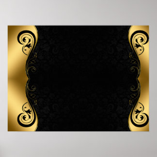 Gold Black Abstract Art Poster