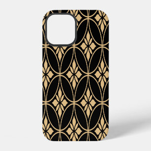 Gold & Black: Abstract Floral Vintage iPhone 12 Case