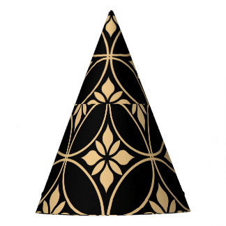Gold & Black: Abstract Floral Vintage Party Hat